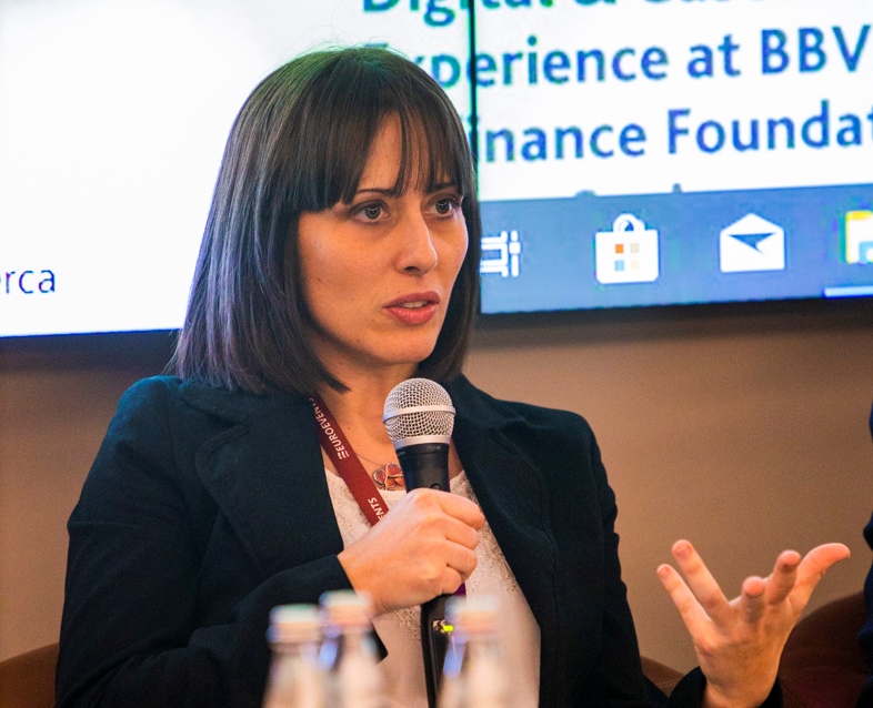 Paloma Pérez, en su intervención en la Cumbre de las Microfinanzas celebrada en Roma